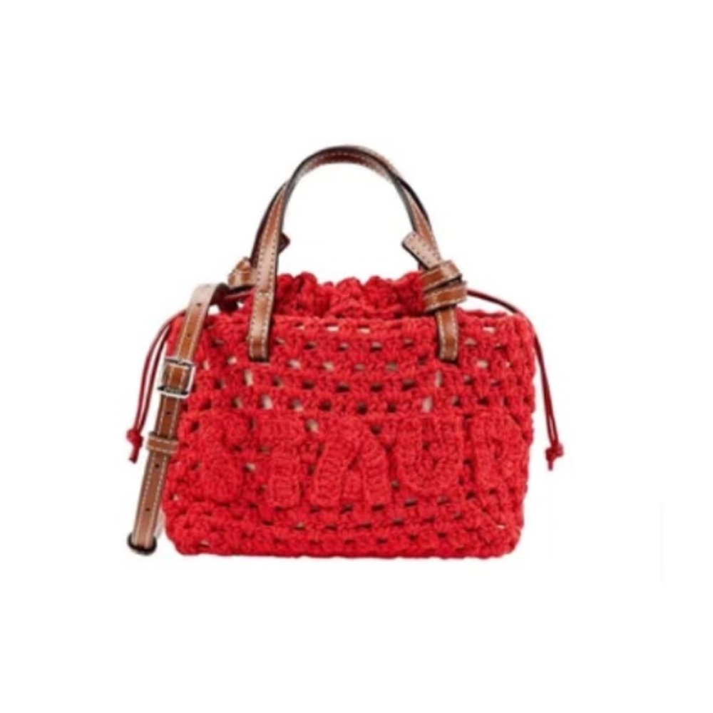 STAUD Small Crochet Red bag